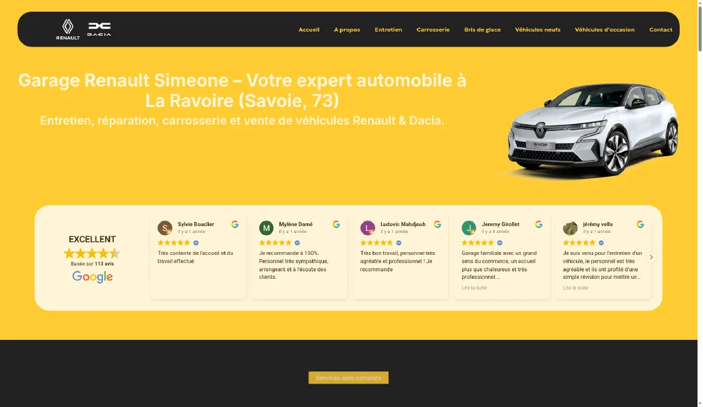 Capture du site Garage Renault Siméone