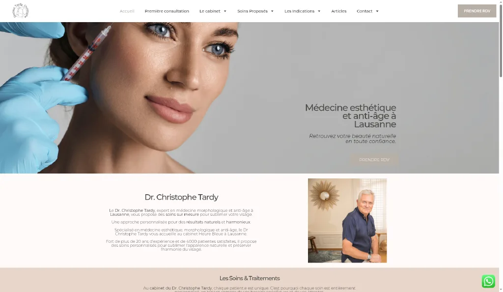 Capture du site Médecine Esthétique Lausanne